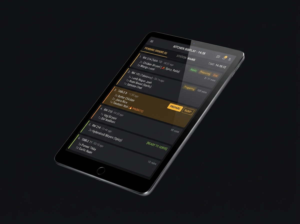 Kitchen Display System — Velroom in-room dining for hotels